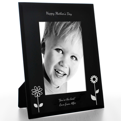 Personalised Mother's Day Black Glass Frame